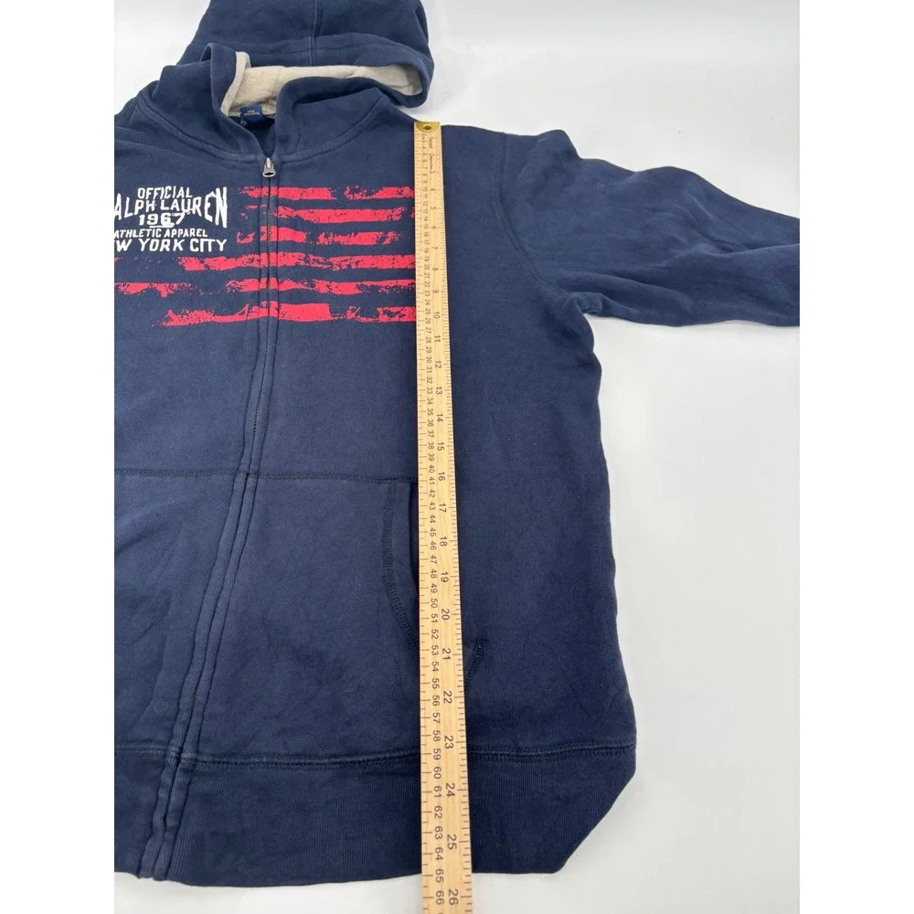 Polo Ralph Lauren Mens XL Navy Blue American Flag Full Zip Hoodie Sweatshirt
